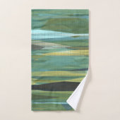 Blauwe groene en grijze moderne kunst bad handdoek (Handdoek)