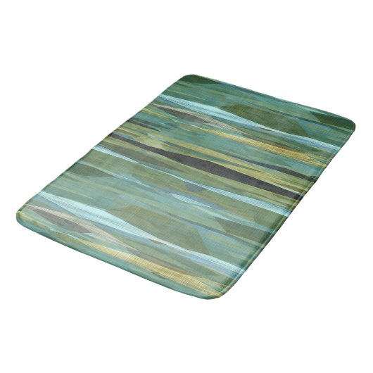 Blauwe groene en grijze moderne kunst badmat (Gekanteld)