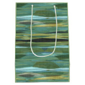 Blauwe groene en grijze moderne kunst medium cadeauzakje (Achterkant)