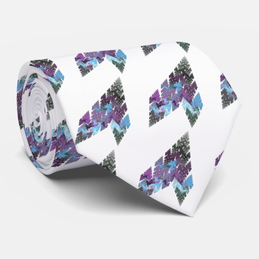 Blauwe, groene en Paarse pijlvormige fractale kuns Stropdas (Opgerold)