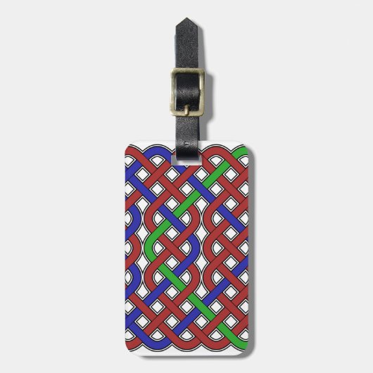 Blauwe, groene en rode Keltische knopen Bagagelabel (Voorkant verticaal)