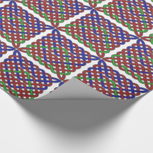 Blauwe, groene en rode Keltische knopen Cadeaupapier (Hoek)