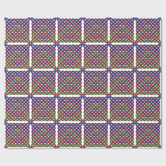 Blauwe, groene en rode Keltische knopen Cadeaupapier (Vlak)