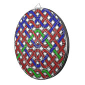 Blauwe, groene en rode Keltische knopen Dartbord (Voorkant Rechts)