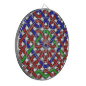 Blauwe, groene en rode Keltische knopen Dartbord (Voorkant Links)