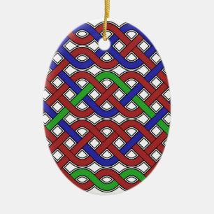 Blauwe, groene en rode Keltische knopen Keramisch Ornament