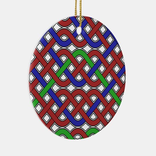 Blauwe, groene en rode Keltische knopen Keramisch Ornament (Rechts)