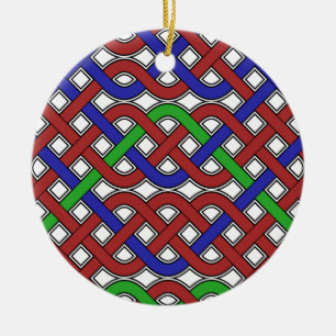 Blauwe, groene en rode Keltische knopen Keramisch Ornament