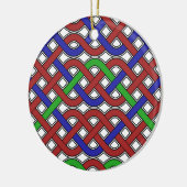 Blauwe, groene en rode Keltische knopen Keramisch Ornament (Links)