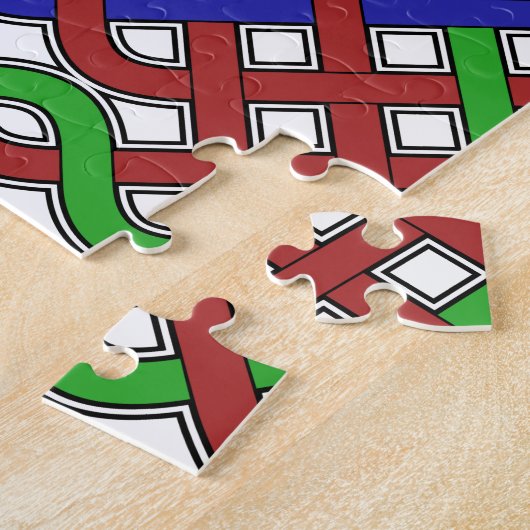 Blauwe, groene en rode Keltische knopen Legpuzzel (Zijkant)