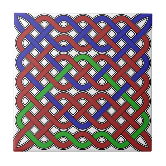 Blauwe, groene en rode Keltische knopen Tegeltje (Voorkant)
