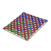 Blauwe, groene en rode Keltische knopen Tegeltje (Zijkant)