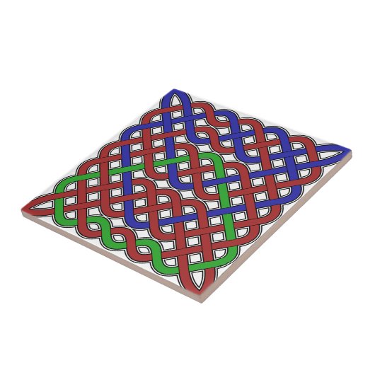 Blauwe, groene en rode Keltische knopen Tegeltje (Zijkant)