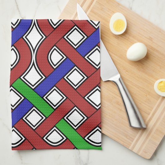 Blauwe, groene en rode Keltische knopen Theedoek (Quarter Fold)