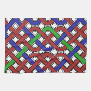 Blauwe, groene en rode Keltische knopen Theedoek