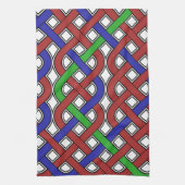 Blauwe, groene en rode Keltische knopen Theedoek (Verticaal)