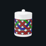 Blauwe, groene en rode Keltische knopen Theepot<br><div class="desc">Keltische knopen in blauw,  groen en rood. Oorspronkelijk ontwerp.</div>