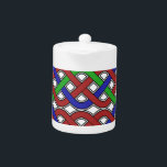 Blauwe, groene en rode Keltische knopen Theepot<br><div class="desc">Keltische knopen in blauw,  groen en rood. Oorspronkelijk ontwerp.</div>