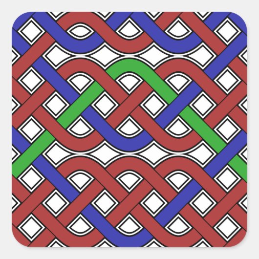 Blauwe, groene en rode Keltische knopen Vierkante Sticker (Voorkant)