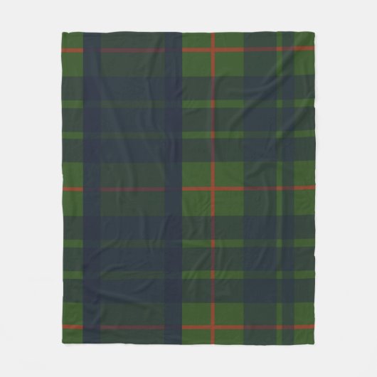 Blauwe groene en rode tartan speldenband fleece deken (Voorkant)