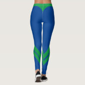 Blauwe groene en witte moderne grafische Leggings (Achterkant)