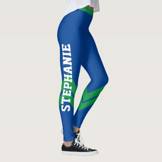 Blauwe groene en witte moderne grafische Leggings (Rechts)