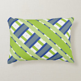 Blauwe groene en witte strepen accent kussen
