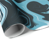 Blauwe, groene en witte ziren Abstracte fluïde kun Cadeaupapier (Rol Hoek)