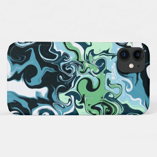 Blauwe, groene en witte ziren Abstracte fluïde kun Case-Mate iPhone Case (Achterkant (horizontaal))