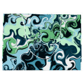 Blauwe, groene en witte ziren Abstracte fluïde kun Groot Cadeauzakje (Achterkant)