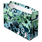 Blauwe, groene en witte ziren Abstracte fluïde kun Groot Cadeauzakje (Achterkant Gekanteld)