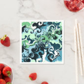 Blauwe, groene en witte ziren Abstracte fluïde kun Servet (Insitu)