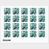 Blauwe, groene en witte ziren Abstracte fluïde kun Vierkante Sticker (Vel)