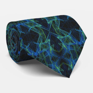 Blauwe, Groene en Zwarte Abstracte Fractal Stropdas