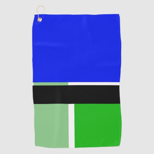 Blauwe, groene en zwarte kleurenblokken Golfhanddo Golfhanddoek (Voorkant)