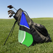 Blauwe, groene en zwarte kleurenblokken Golfhanddo Golfhanddoek (Groen)