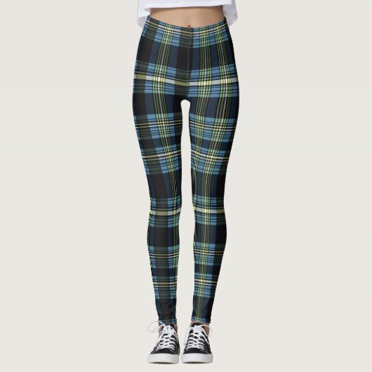 Blauwe, groene en zwarte Tartan Leggings (Voorkant)