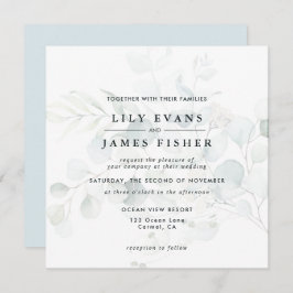 Blauwe groene eucalyptus Foliage Bouquet Weddensch Kaart