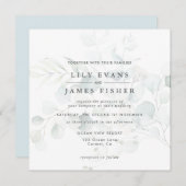 Blauwe groene eucalyptus Foliage Bouquet Wedding Kaart (Voorkant / Achterkant)