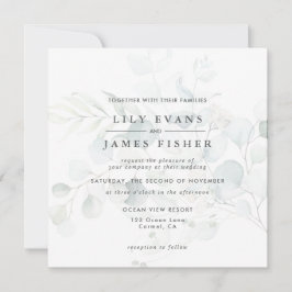 Blauwe groene eucalyptus Foliage Bouquet Wedding Kaart