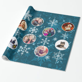Blauwe groene familie foto's Blauwgroen sneeuwvlok Cadeaupapier