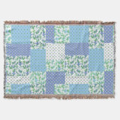 Blauwe groene faux patchwork Snowdrops en pooldots Deken (Voorkant)