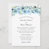 Blauwe groene Floral Elegant Formal Wedding Kaart (Voorkant)
