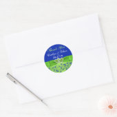 Blauwe, groene Floral, hartenbruiloft voor Sticker (Envelop)