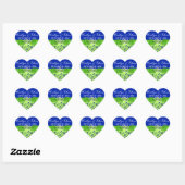 Blauwe, groene Floral, hartenbruiloft voor Sticker (Vel)