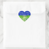 Blauwe, groene Floral, hartenbruiloft voor Sticker (Tas)