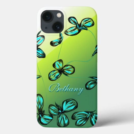 Blauwe groene Floral iPad mini-draagtas *pas aan* Case-Mate iPhone Case (Achterkant)