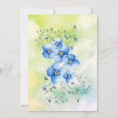 Blauwe groene Floral Waterverf Birthday Party Kaart (Achterkant)