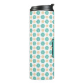 blauwe groene florale thermische trommel thermosbeker (Gedraaid links)