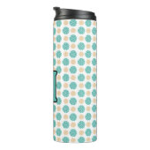 blauwe groene florale thermische trommel thermosbeker (Geroteerd rechts)